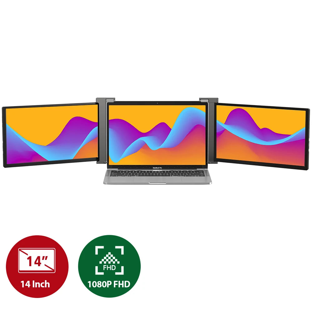 New  Z 13.3/14" Triple Portable Monitor for Laptop Full HD IPS 1080P Display Extender Dual Screen for 13"-16.5" Laptops