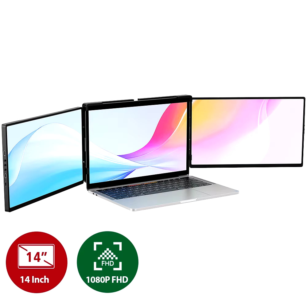 New  Z 13.3/14" Triple Portable Monitor for Laptop Full HD IPS 1080P Display Extender Dual Screen for 13"-16.5" Laptops