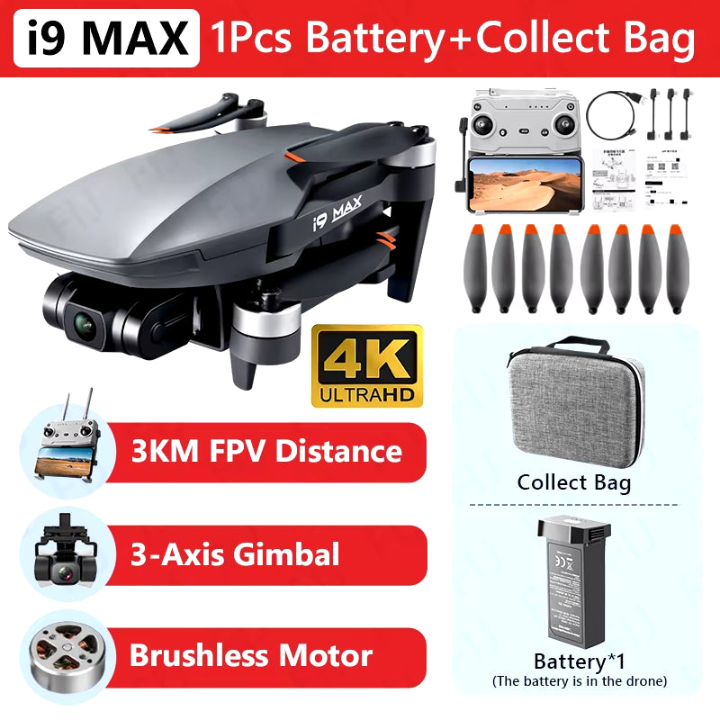 I9 MAX Drone 3-Axis Gimbal 4K HD Camera Dron GPS GLONASS Positioning 3KM 26Min Fly Brushless RC Quadcopter VS FAITH MINI Drone