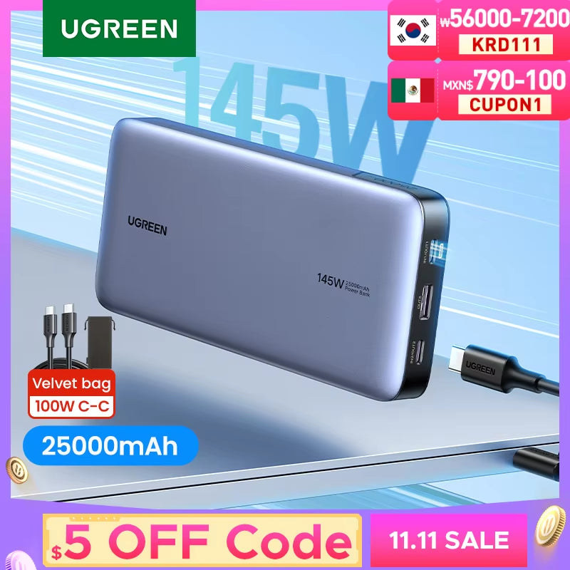 140W Power Bank Portable 25000Mah PD Fast Charging Powerbank for Laptop Notebook Xiaomi 13 Fast Charge External Battery