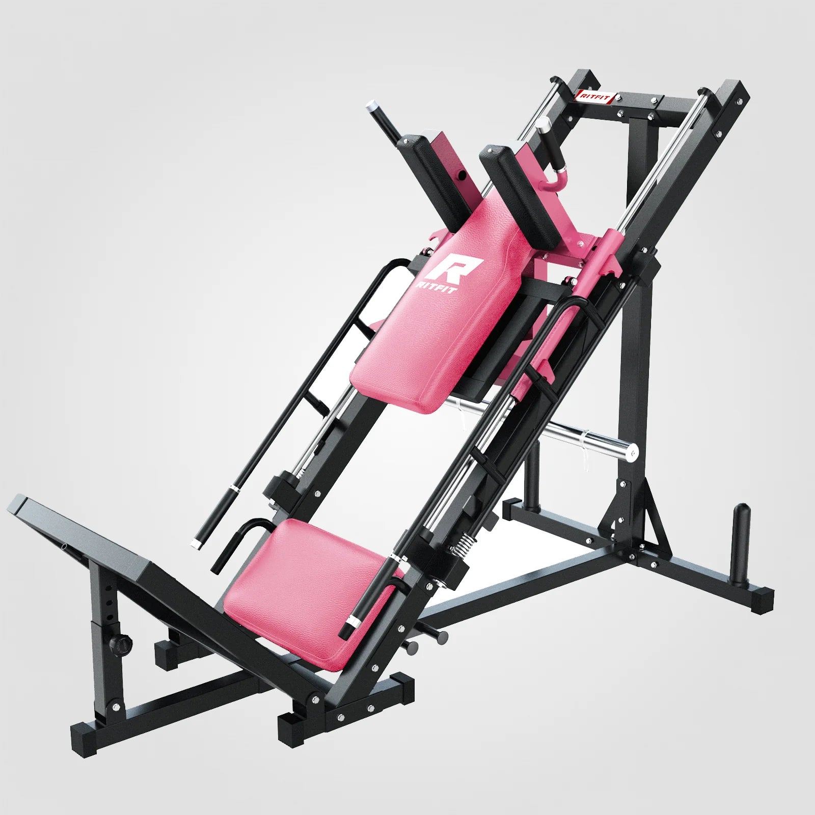 BLP01 45 Degree 3-In-1 Leg Press Hack Squat and Calf Raise Machine - Pink