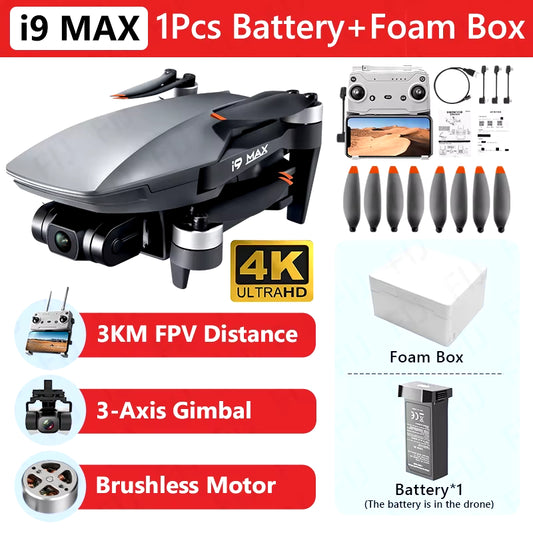 I9 MAX Drone 3-Axis Gimbal 4K HD Camera Dron GPS GLONASS Positioning 3KM 26Min Fly Brushless RC Quadcopter VS FAITH MINI Drone