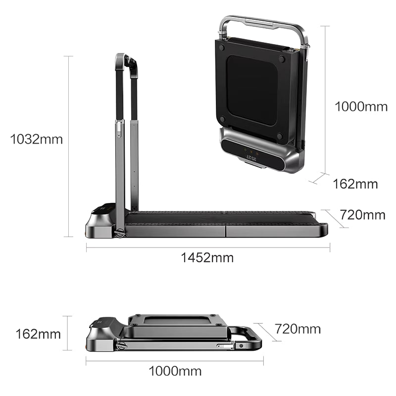 12KM/H Folding Treadmill R2 Walking and Running 2 in 1 Treadmill Home Gym Fitness Equipment, under Desk Treadmill