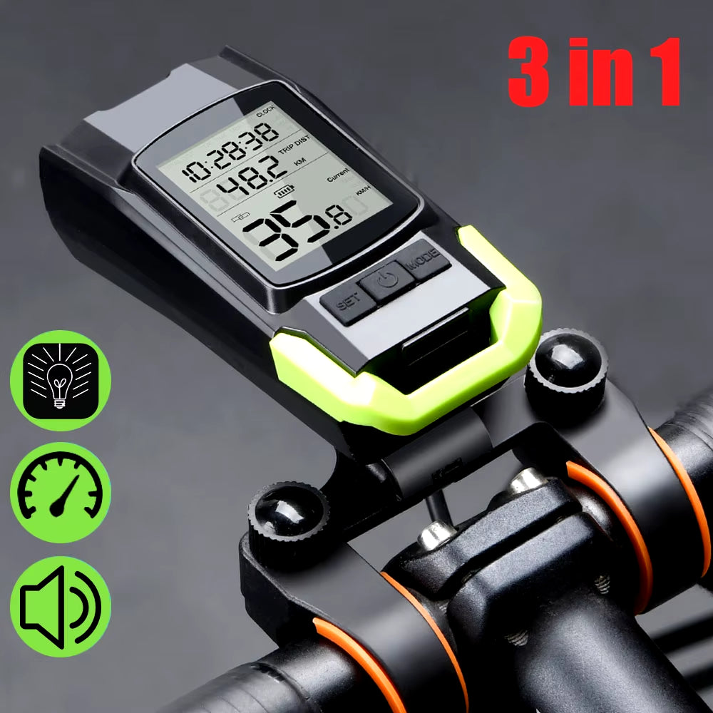 4 Mode USB Bike Light Lamp Bicycle Computer 3 Mode Horn Flashlight Cycle Bike Speedometer Led Front Lights Cycling Headlight