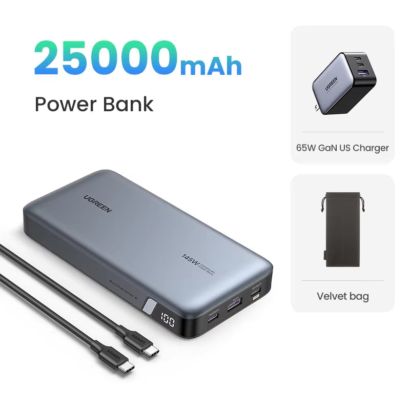 140W Power Bank Portable 25000Mah PD Fast Charging Powerbank for Laptop Notebook Xiaomi 13 Fast Charge External Battery