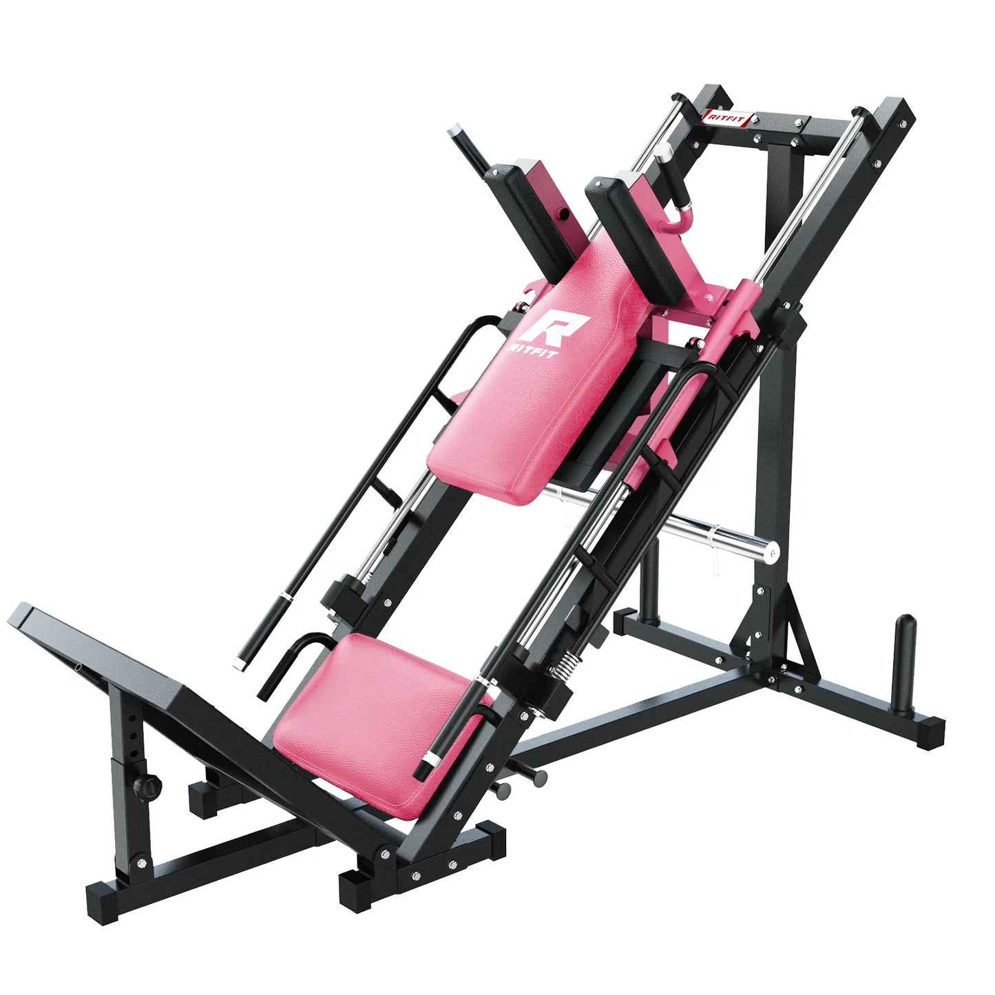 BLP01 45 Degree 3-In-1 Leg Press Hack Squat and Calf Raise Machine - Pink