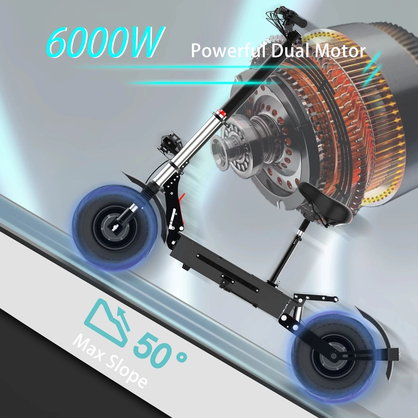 Super Power Electric Scooter 6000W 72V Dual Motor Electric Scooter Adults 100KM/H Fast Speed 85KM Long Range 26AH/30AH Battery